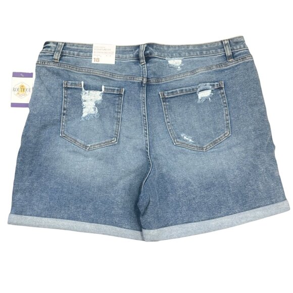 NWT Lane Bryant 18 Boyfriend Midi Shorts Super Stretch Distressed Signature Fit - Picture 15 of 16